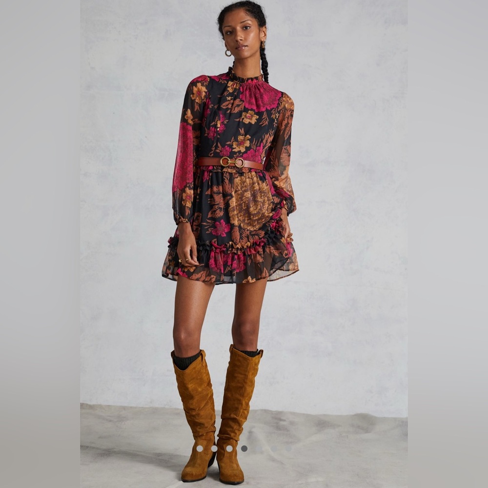 Anthropologie Porridge Puff-Sleeved Floral Mini Dress - Picture 2 of 16